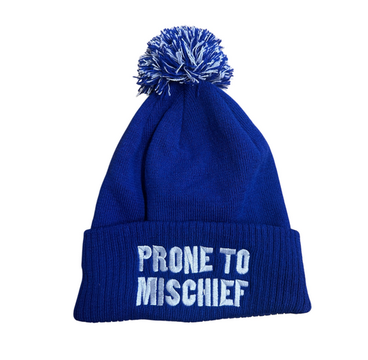 Pom Pom Beanie Hat: Prone To Mischief