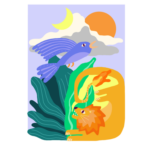 Print: Lisa Curtis Lion and Bird