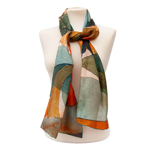 Scarf: Paul Klee Coral Silk Habotai
