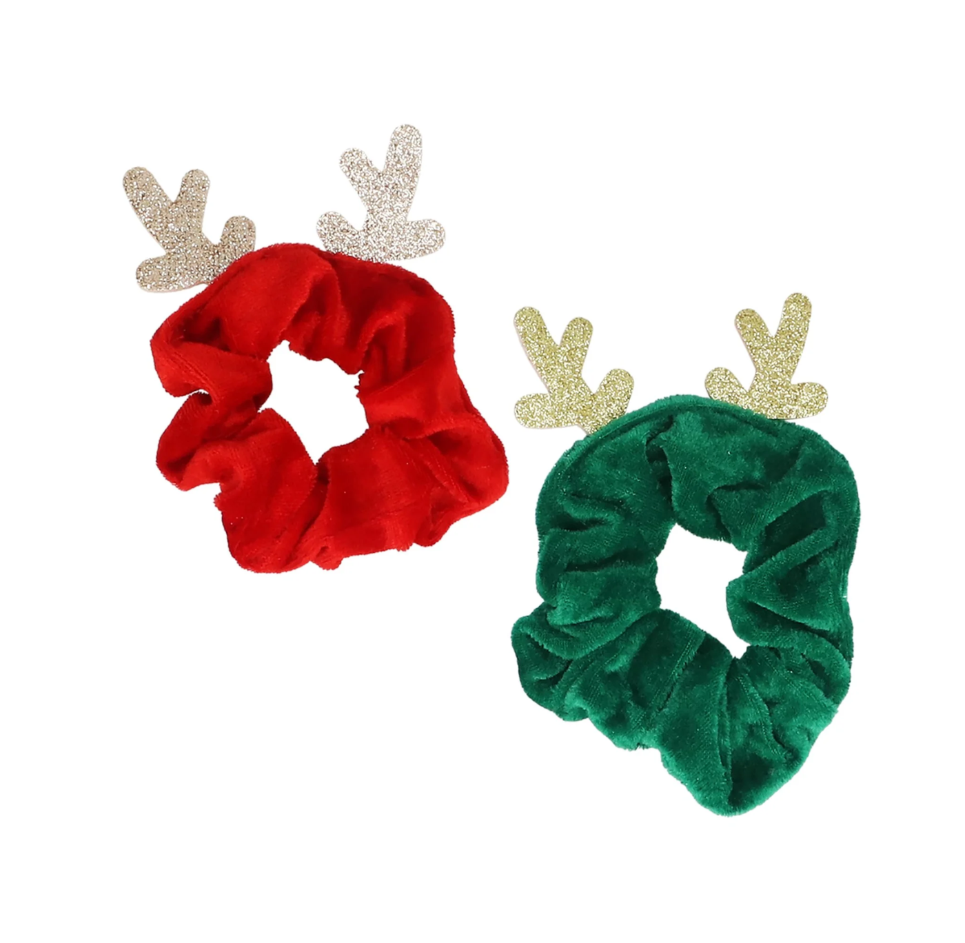 Scrunchie: Red/Green Glitter Antlers