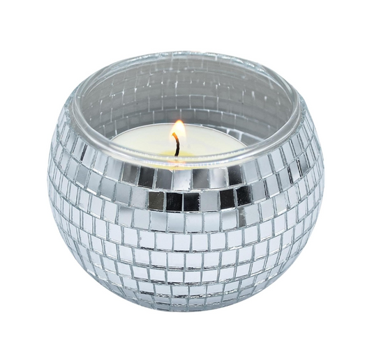 Silver Mirrorball Tealight Holder