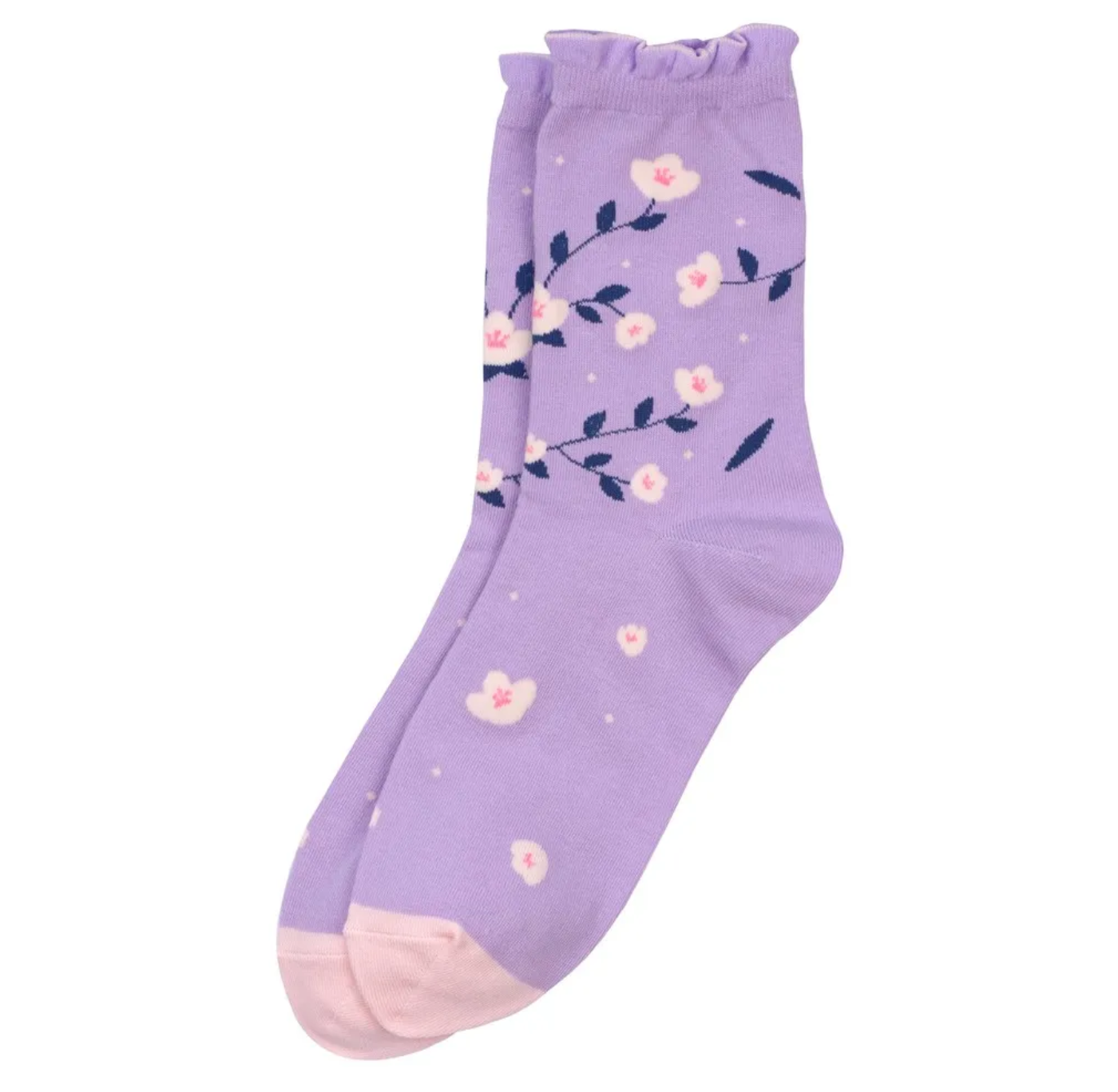 Socks: Pink Lilac Frilly Flower