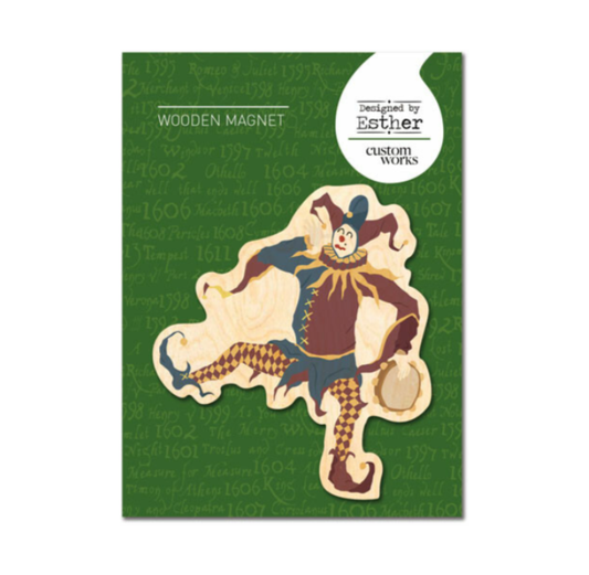 Wooden Magnet: Shakespeare Jester