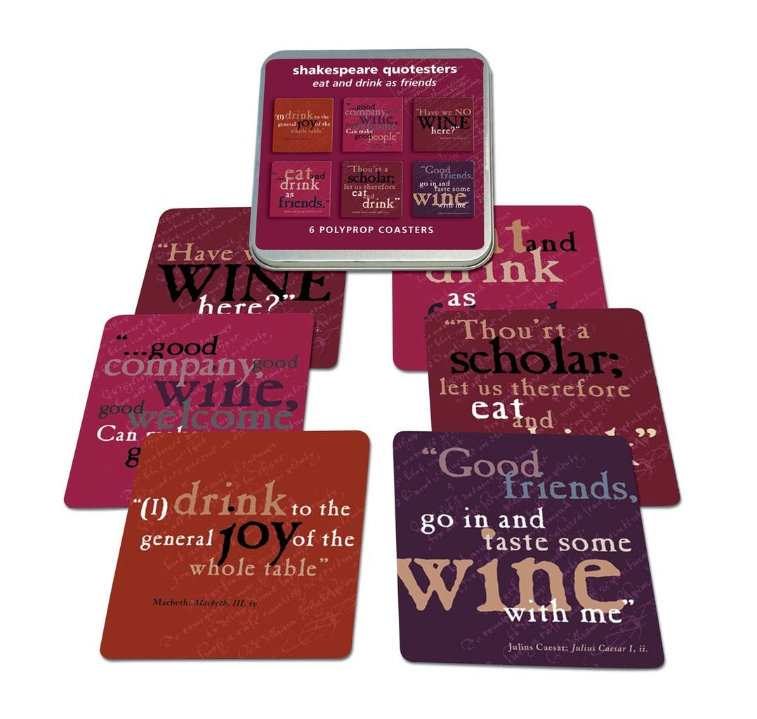 Coaster Set of 6: Shakespeare Drinking Quotes