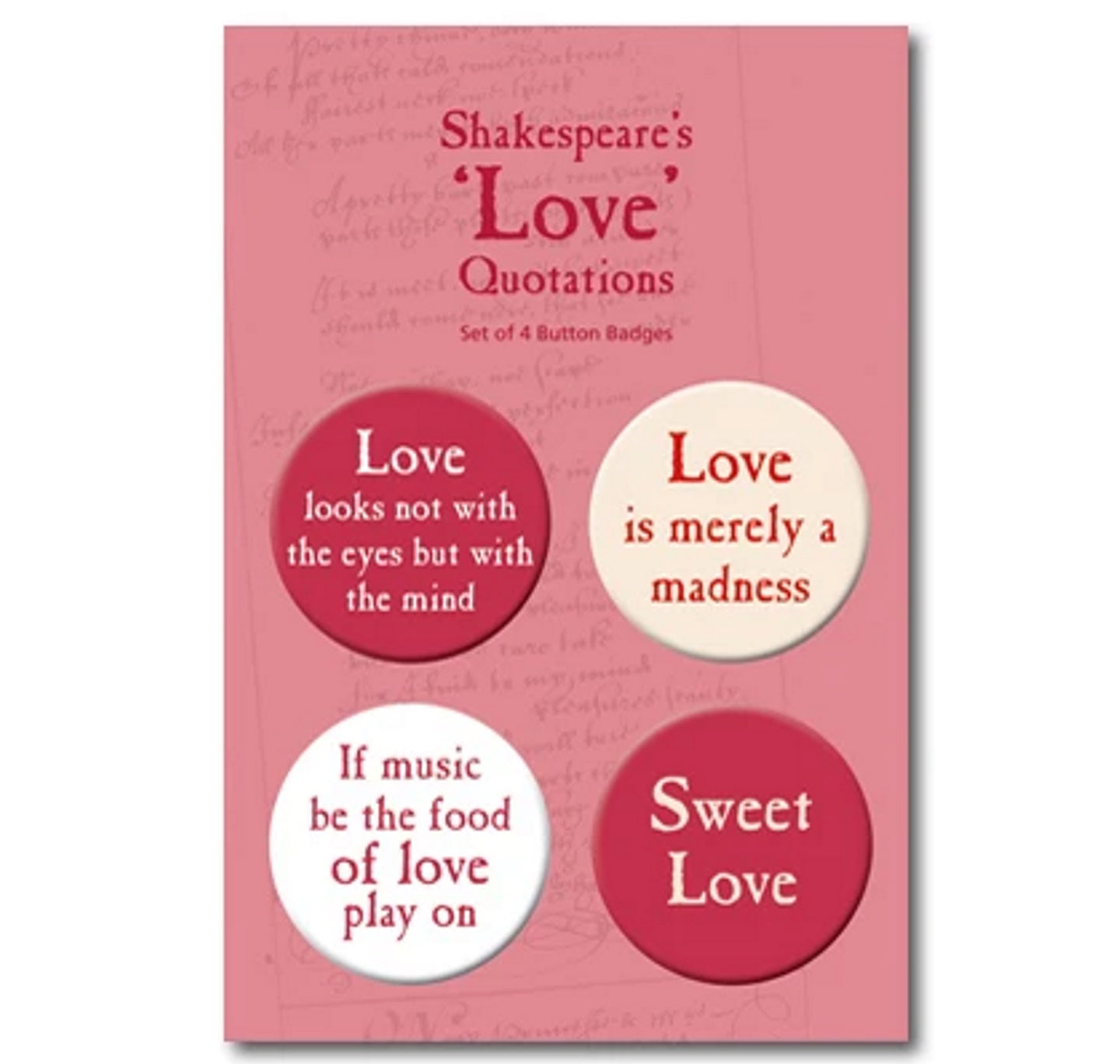 Badge Set: Shakespeare's Love Set of 4